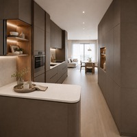 Gabinetes de Cocina Modernos de Aleación de Aluminio Personalizados con Isla de Almacenamiento, Dimensiones y Acabados a Medida, Hechos a Pedido