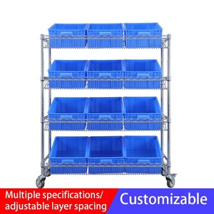 TLC6940 <strong>Chrome</strong>-Plated Slanted Wire Shelf <strong>Cart</strong> for Storage Bins Customizable - Product Image 2