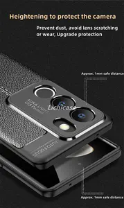 Lichicase Luxury Leather Texture Silicone Cell Phone Case For Vivo V29 Waterproof Defend Cover