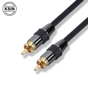 Gold plated Aluminum Shell Audio speaker cable 1 RCA to 1 RCA Cable