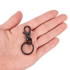 שחור מתכת מסתובב לובסטר Claw נועלים קליפים שרוך Keychain ווי DIY מלאכות מסתובב הצמד ווים עם מפתח טבעות