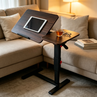 Table de chevet moderne et minimaliste pliable avec élévateur hydraulique réglable en hauteur, bureau rabattable, table d'appoint mobile pour canapé, bureau en bois