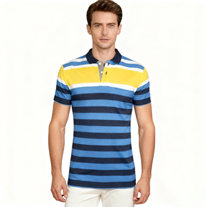 Polos de algodón originales para <span class=keywords><strong>hombre</strong></span>, talla grande, venta al por mayor, camiseta Polo con tinte de hilo de algodón, proveedor de China - Product Image 1
