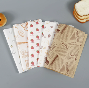 Fogli di Carta Cerata Stampata Antigrasso, Carta per Alimenti Usa e Getta per Hamburger, Sandwich, Patatine Fritte, Prodotti da Forno e Asporto - Product Image 1