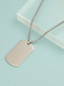 Nouveau <span class=keywords><strong>collier</strong></span> pendentif en acier inoxydable style <span class=keywords><strong>militaire</strong></span> hip-hop pour hommes et femmes, avec plaque d'identification nominative - Product Image 4