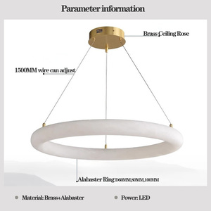 Đèn chùm và đèn treo trần tròn sang trọng bằng đá cẩm thạch tự nhiên Alabaster cho phòng khách, kiểu hiện đại - Product Image 3