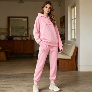 Manufacturers Direct Sales Custom Women Regular Fit Sweatpants and Hoodie Set for Daily <b>Wear</b> - Product Image 1