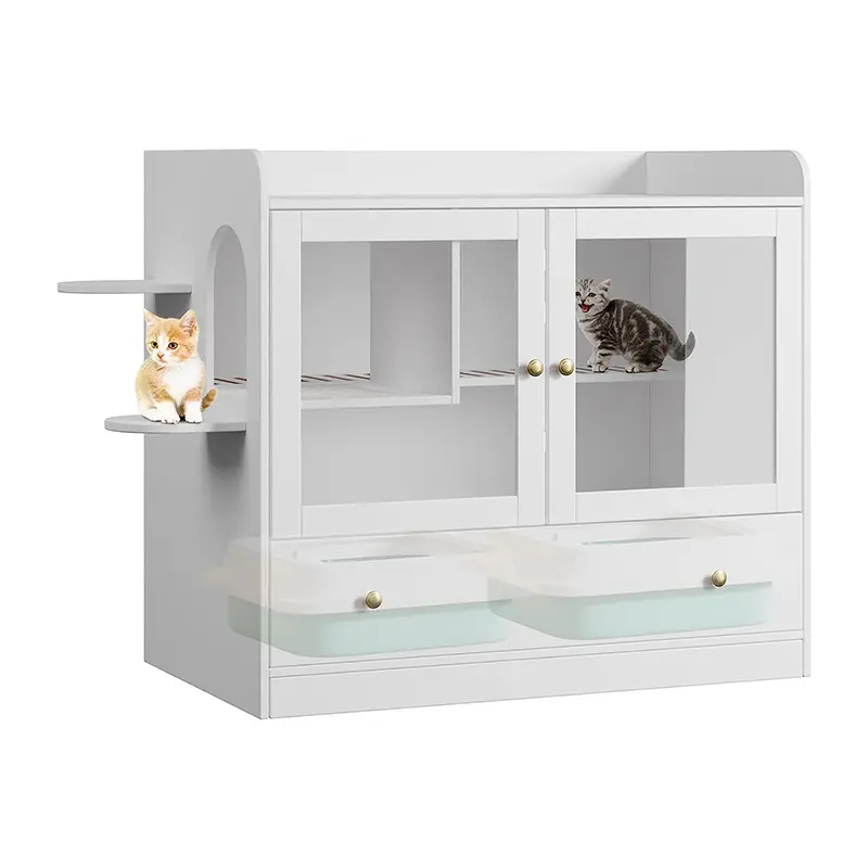 Lavatoio per animali domestici mobili a doppio strato Multi-funzionale lettiera per gatti armadietto per Cat House armadietto per gatti