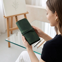 Étui à stylos enroulable de haute qualité en cuir véritable, pochette portable pour organiser les crayons, étui de rangement pour fournitures de bureau