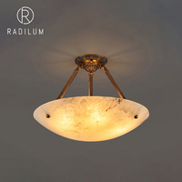 Lustre semi-encastré en laiton et albâtre, moderne, LED, pour salon, salle à manger, chambre, hôtel, projet, luminaire en forme de bol inversé