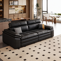 Canapé de salon électrique rétractable en cuir véritable d'Italie : une simple rangée de meubles de salon