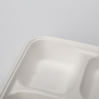 Plaques jetables à 5 compartiments compostables 100% sans PFAS Plateaux à lunch en bagasse Assiettes pour buffet scolaire