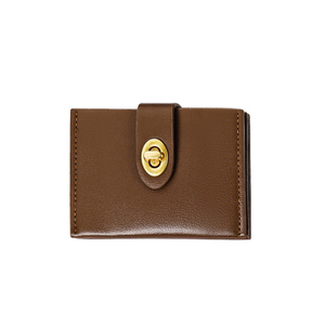 Portafoglio vintage in pelle PU con chiusura a chiave, porta <span class=keywords><strong>carte</strong></span> compatto a due ante con tasca portamonete, elegante portafoglio marrone da donna per l'uso quotidiano - Product Image 1