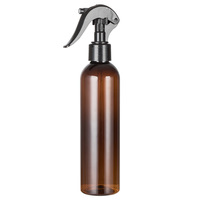 En stock – Flacons pulvérisateurs ronds en PET de 250 ml, blancs, noirs, ambrés, transparents, pour cosmétiques, lotions et parfums, avec pompe à gâchette, sérigraphiés