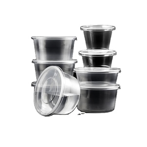 280Ml 300Ml 500Ml gobelets de Sauce jetables noirs transparents ronds en plastique Pp de qualité alimentaire conteneurs de Sauce de luxe avec couvercle - Product Image 1