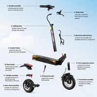 City E-Scooter Klappbarer Motorroller 48V 13Ah 10 Zoll Luftreifen Einzelmotor für Ländliche Straßen und Städtische Fahrer Doppelte Scheibenbremse
