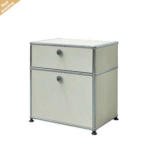 Modern <strong>High</strong> End Stainless Steel Bedroom Nightstand Modular Two Drawers White <strong>Bedside</strong> <strong>Table</strong> for Hotel Home Villa - Product Image 1