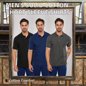 Camisetas de Manga Corta para Hombre, Tejido Sólido, 100% Algodón, Negro/Azul Marino/Heather - Product Image 2