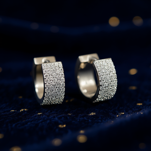 Orecchini a Cerchio di Lusso in Oro Bianco, Argento 925 con Cristalli e Strass, Design Geometrico con Micro Incastonature, per Uso Quotidiano Femminile - Product Image 2