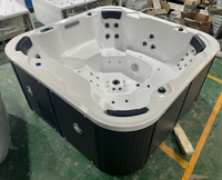 Spa extérieur moderne haut de gamme bleu avec intensité de massage réglable par air et eau, et éclairage LED