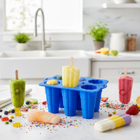Moule en silicone pliable en forme de nuage à 6 cavités J-289, sans BPA, pour la fabrication de glaces, sorbets et glaçons, avec bâtonnets en bois