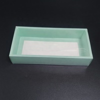 Boîte à tiroir coulissant en PET transparent avec base en papier vert menthe clair, boîte d'emballage personnalisée pour chaussettes textiles, cosmétiques et accessoires avec logo en feuille d'argent