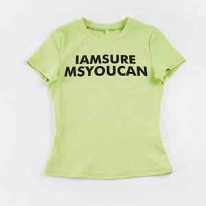 เสื้อยืดสีเขียวอะโวคาโดลำลองสำหรับผู้หญิง พิมพ์ลายตัวอักษร เนื้อผ้านุ่มสบาย เหมาะสำหรับฤดูร้อน - Product Image 2