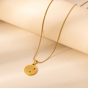 Mecylife hợp thời trang 12 thép không gỉ mạ vàng Vòng cổ với thiết kế kim cương phụ nữ hàng ngày mặc bản đồ vị trí - Product Image 4