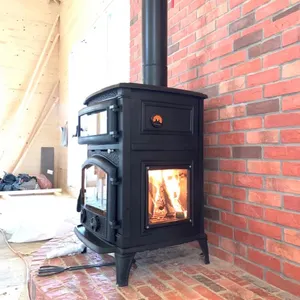 Belles cuisinières à bois en fonte avec 2 verres latéraux