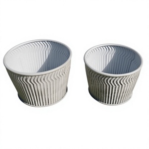 Maceta redonda de metal para jardín, maceta con revestimiento metálico, macetas decorativas de metal, macetas para exteriores, redondas. - Product Image 5