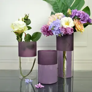Fornitore della fabbrica di murano cilindro di vetro di cerimonia nuziale fiore vaso di cristallo vaso di vetro trasparente per la decorazione domestica