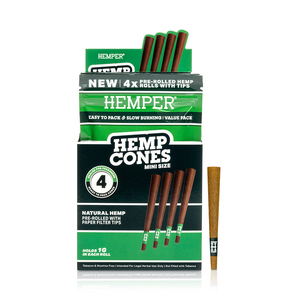 HEMPER <b>Mini</b> Size Paper Tip Hemp Cones with Filter Tips 4x Pack Natural Plant Fiber Paper - Product Image 3