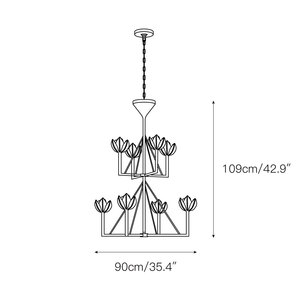 Alberto Chandelier Gold Leaf Lotus Flower Lámpara para comedor, sala de estar, dormitorio, entrada e isla de cocina - Product Image 3