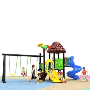 Juego de Columpios y Tobogán de Plástico al por Mayor para Niños, Equipo de Jardín para Patio Pequeño, Set Redondo - Product Image 1