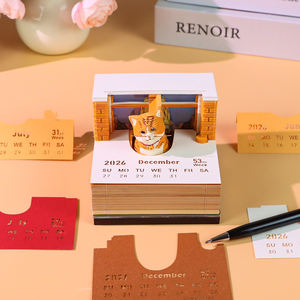 Bloc-notes <span class=keywords><strong>calendrier</strong></span> 3D en papier découpé au laser motif chat orange mignon, décoration de bureau en papier superposé, bloc-notes 3D pour animaux de compagnie, idéal pour le dropshipping - Product Image 2