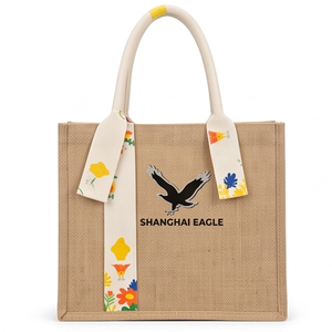 Wholesale Custom Burlap Jute Personalized Printed Extra <b>Large</b> Hand Length Handle Shopper <b>Bags</b> Custom Logo for Bridesmaid <b>Gifts</b> - Product Image 3