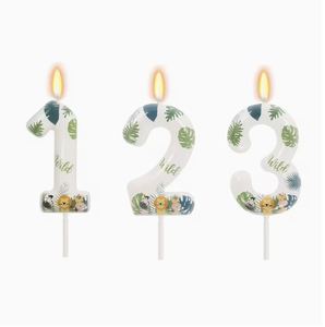 Green forest Number 6 Birthday Candles Tiger <strong>Lion</strong> Elephant &amp; Butterfly Cake topper For Birthday Decorations Supplies - Product Image 2