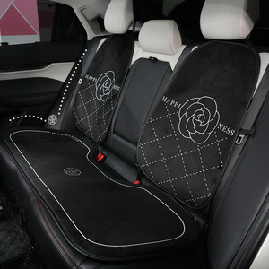 Housses de siège de voiture en peluche, ensemble complet, design fleur de camélia, coussins de siège avant chauds et antidérapants, utilisation quatre saisons - Product Image 4