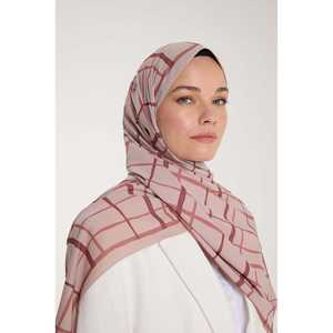 Pure Tone Sun Protection Veil <b>Square</b> Plaids Pattern Polyester Women's <b>Scarf</b> Latte Nude - Product Image 2