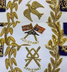 Tablier de robe provinciale maçonnique de haute qualité en cuir brodé perles magnétiques décoration Badge à coudre en tissu - Product Image 2