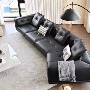 Canapé d'angle minimaliste italien Big Black Bull - Canapé modulaire <span class=keywords><strong>en</strong></span> cuir PU capitonné de luxe léger pour appartement villa - Product Image 3