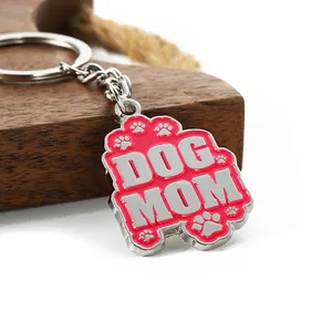 Personalizado adorável metal macio esmalte caro pet cão mãe chaveiro/cão chaveiro chaveiro
