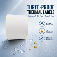 Rouleau d'étiquettes thermiques personnalisées imperméables à triple protection, autocollantes vierges pour expédition, découpées à la forme, pour codes-barres et bordereaux de colis
