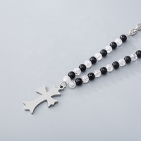 Colliers avec pendentifs en croix noire, perles à personnalité, pour hommes et femmes, en acier inoxydable, nouvelle tendance européenne, livraison gratuite