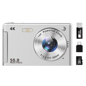 Cámara de Bolsillo Delgada Plateada con Lente Grande, Lector de Tarjetas y Tarjeta MicroSD de 32 GB, Grabadora de Selfies para Estudiantes - Product Image 4