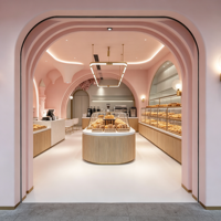 Elegante Rosa Luxus-Vitrine für Bäckereien mit LED-Beleuchtung, Multifunktionale Gebäckvitrine, Umweltfreundliches und Pflegeleichtes Design für