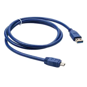 USB 3.0 Blue Round Cable - Type A-Male zu Mini B 10-Pin Male Cable- 0.3 Meter (1 Foot)