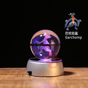 Bola de Cristal Personalizada con Grabado Láser 3D de Garchomp, Cristal K9, para Decoración o Recuerdo - Product Image 1