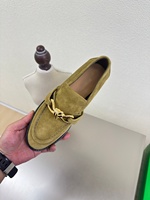 Sepatu Loafer Wanita Kulit Asli Desain Cat-Heel, Model One-Touch, Tren Fashion