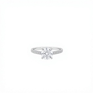 925 Sterling Silver Round CZ Engagement <b>Ring</b> Pave Setting Prong Classic Style Women's Fine Jewelry - Product Image 1